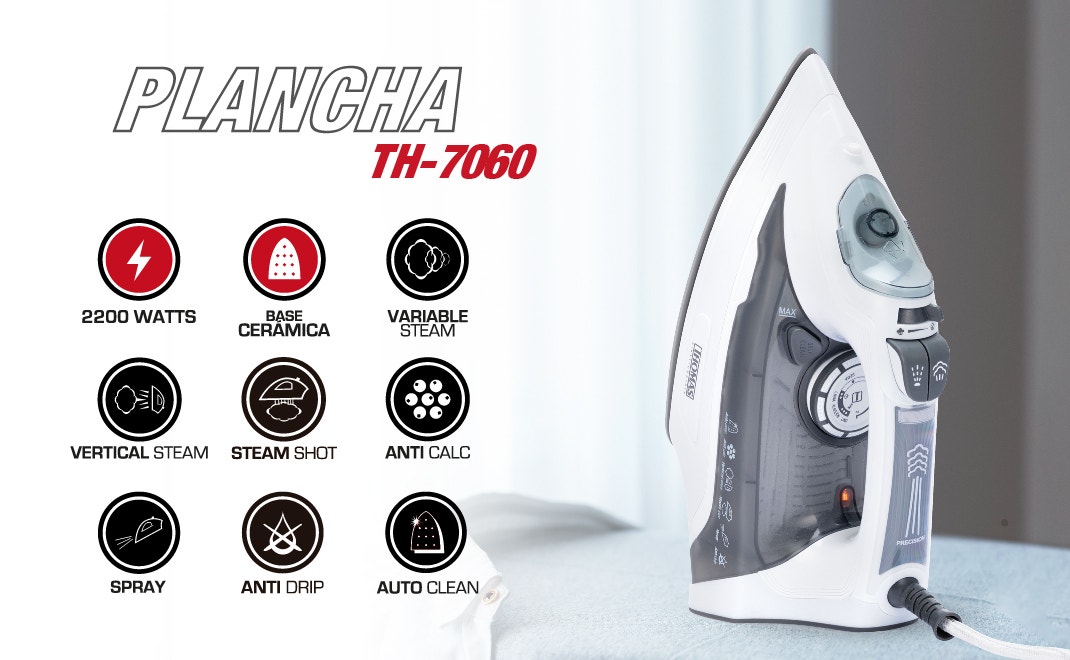 PLANGHA TH-7060 00928 2200 WATTS BASE CERAMICA VARLARIE TEAM SPRAY VERTICAL STEAM STEAM SHOT ANTI CALC ANTI DRIP AUTO CLEAN