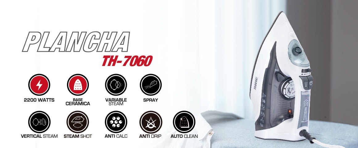 PLANGHA TH-7060 00928 2200 WATTS BASE CERAMICA VARLARIE TEAM SPRAY VERTICAL STEAM STEAM SHOT ANTI CALC ANTI DRIP AUTO CLEAN