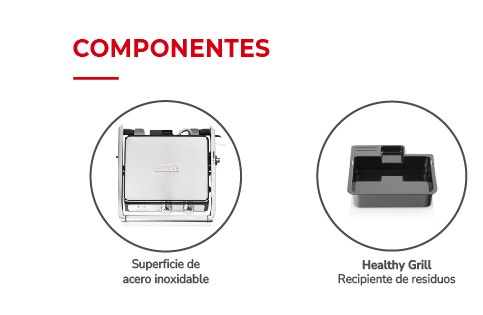 COMPONENTES Bandeja 3lts de capacidad. Rejilla antiadherente