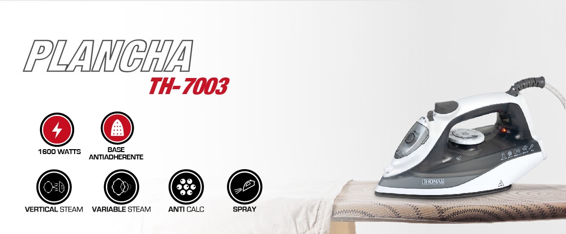 PLAWGAIA TH-7003.1600 WATTS. BASE ANTIADHERENTE. VERTICAL STEAM. VARIABLE STEAM. ANTI CALC. SPRAY